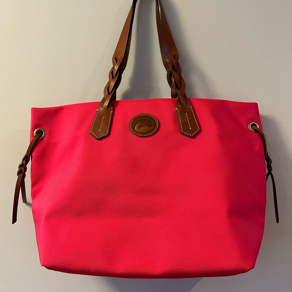 Dooney & Bourke BRAND NEW WITH TAGS, vibrant pink with brown accent leather